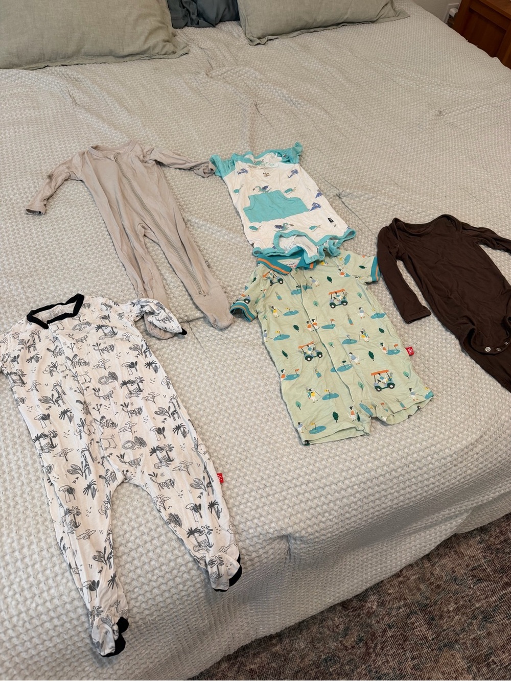 Kyte BABY Neutral, Aqua, Teal & Brown Kids Footie Bundle